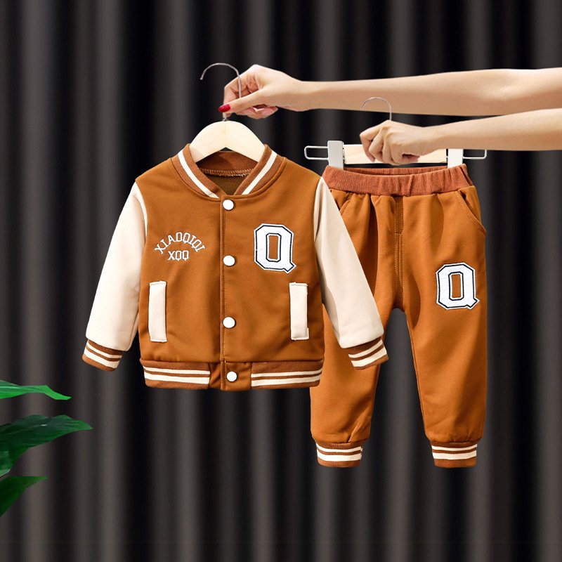 Factory Directly Autumn Boys Clothes Two Piece Sports Baseball Jacket Pants Set Boys Casual Clothes Set