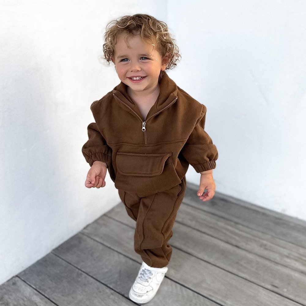 OEM kids hoodies sweatsuit girls boys clothing sets children jogging tracksuits sets pullover plain custom LOGO winter Hoodies
