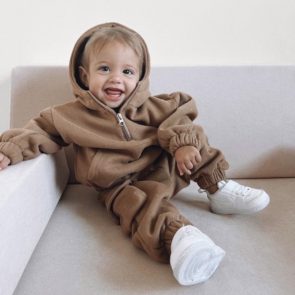 OEM kids hoodies sweatsuit girls boys clothing sets children jogging tracksuits sets pullover plain custom LOGO winter Hoodies