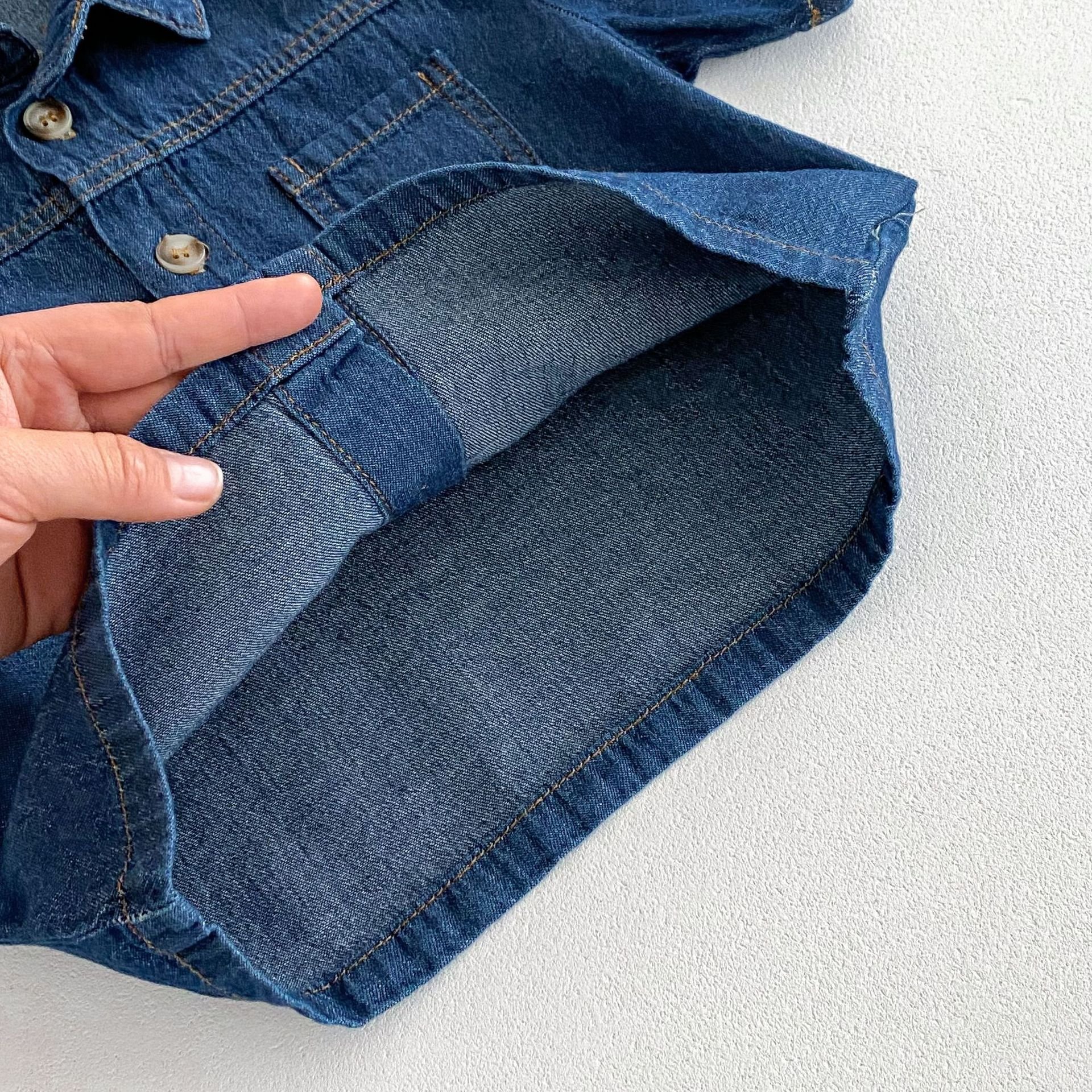 2024 Summer boys and girls casual short sleeve denim top lapel pants boy clothing sets two-piece