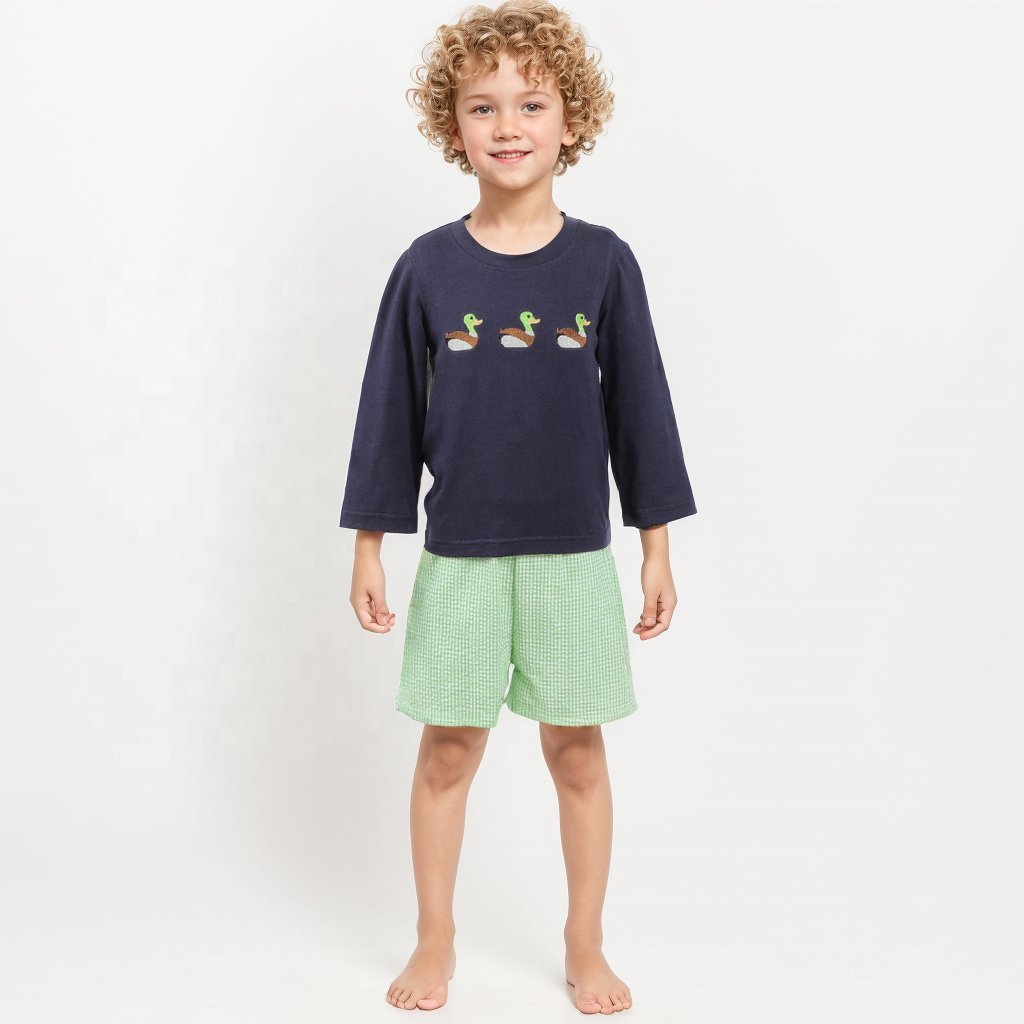 Wholesale Factory Boys Appliqued Clothing sets Toddler Boy Customized Casual Clothes Cute Baby Boy Cotton Boutique Outfits