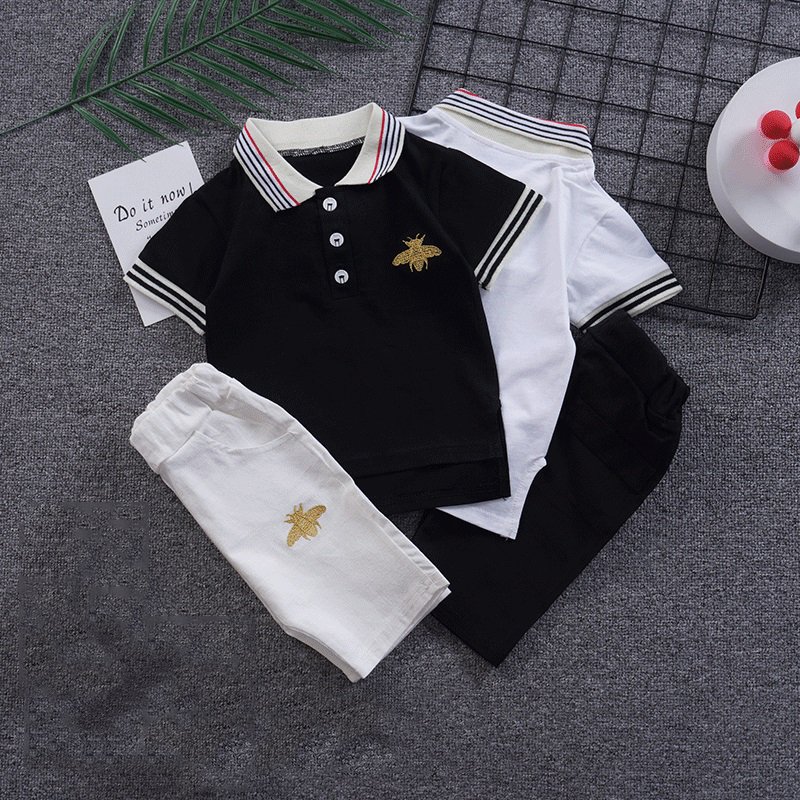 2022 Summer Outfit baby boy clothes Cotton short sleeves Polo embroidery logo shorts Kid boys clothing set
