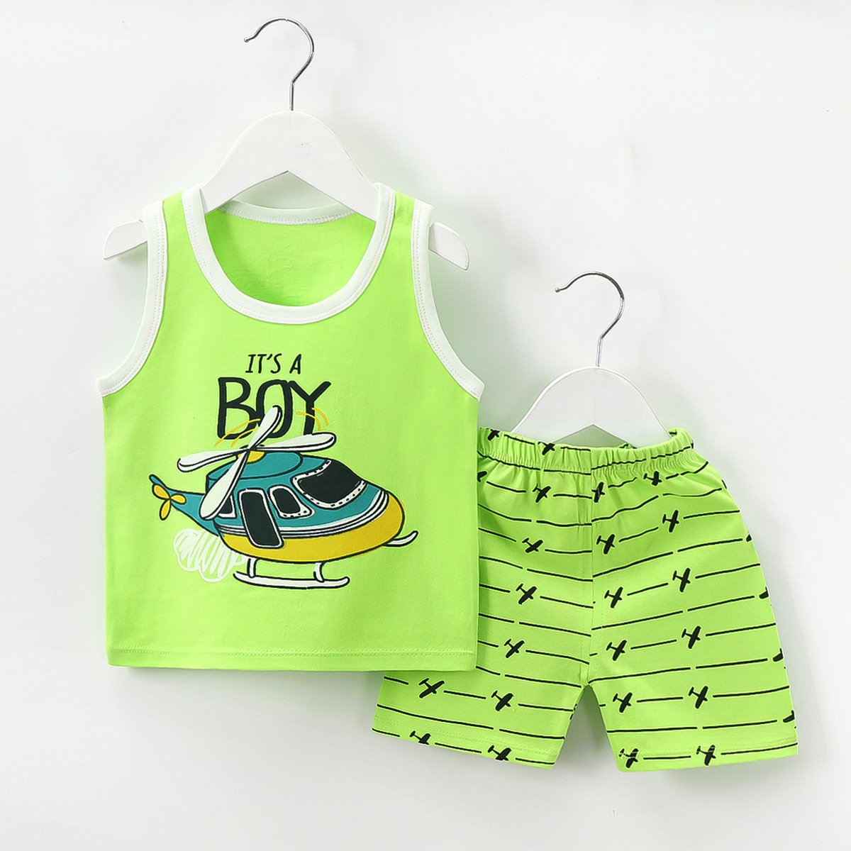 Children's Vest Set Cotton Summer New Boys Sleeveless Clothes Set