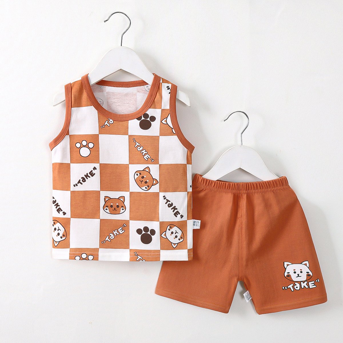 Children's Vest Set Cotton Summer New Boys Sleeveless Clothes Set