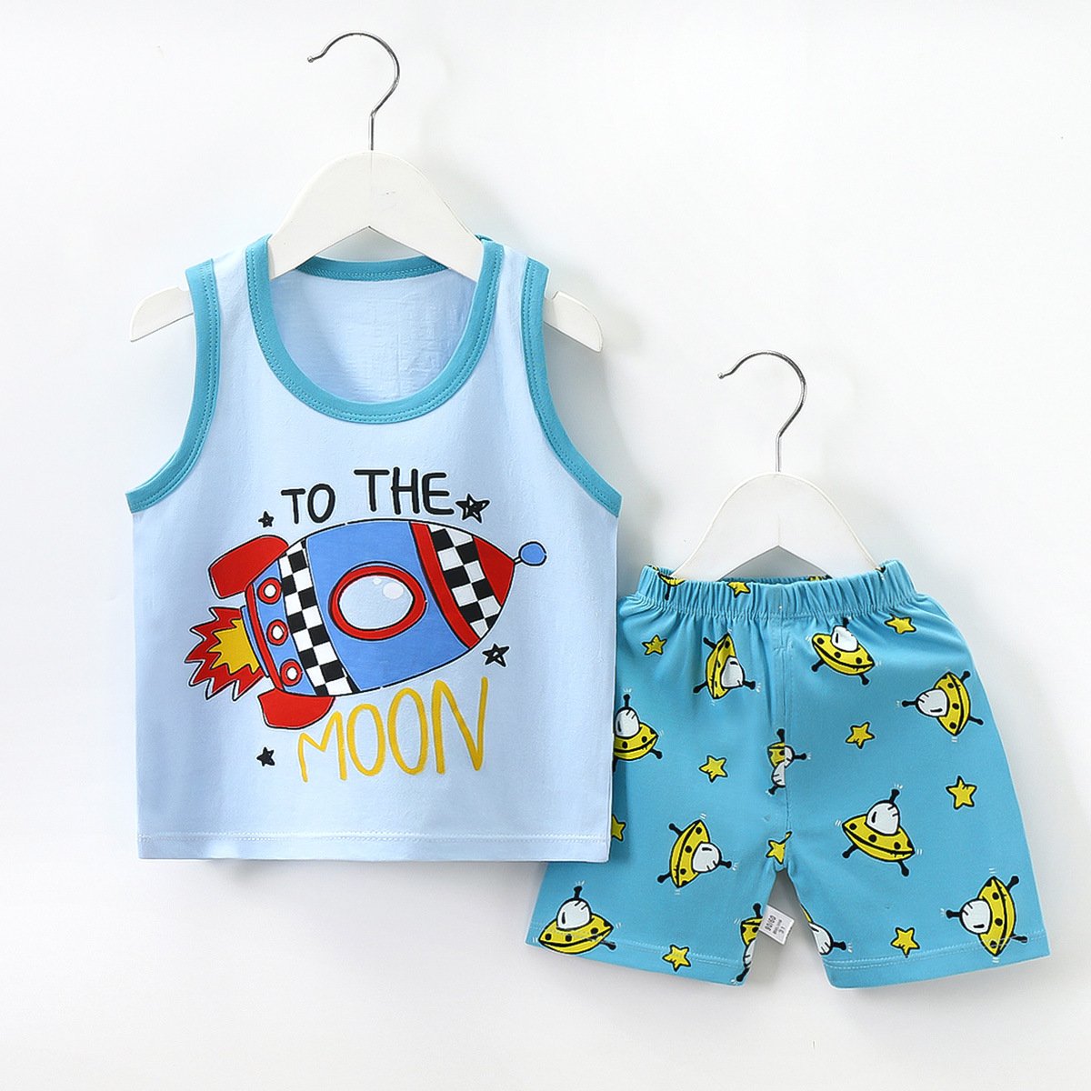 Children's Vest Set Cotton Summer New Boys Sleeveless Clothes Set