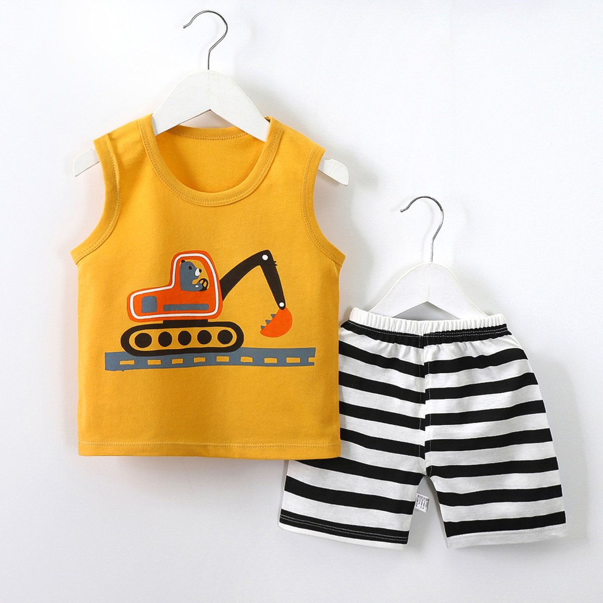 Children's Vest Set Cotton Summer New Boys Sleeveless Clothes Set