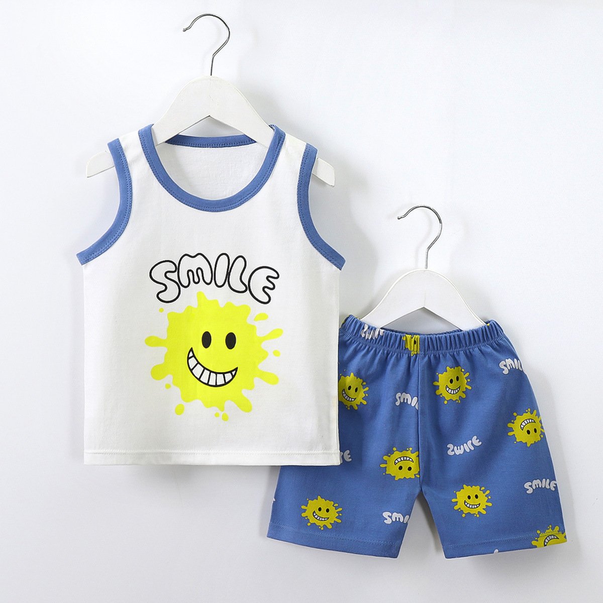 Children's Vest Set Cotton Summer New Boys Sleeveless Clothes Set
