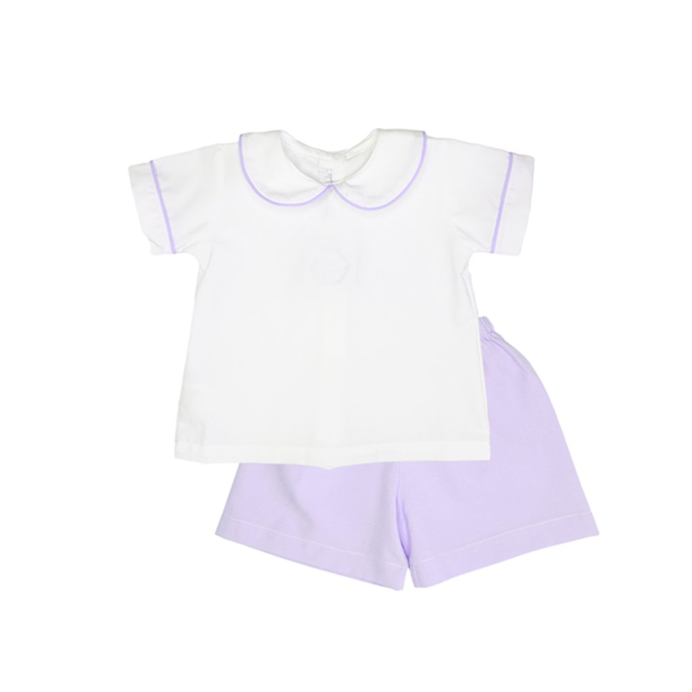 Summer collared kids boys clothing sets gingham cotton short sleeve tshirt and shorts outfits for toddler