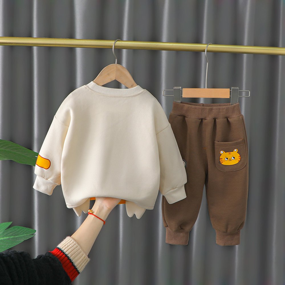 Winter Customized Baby Boys Outfit Two Piece Hoodie Kids Set Child Long Sleeve Clothing Casual Suit Tops+Pants 2PCS Outfits
