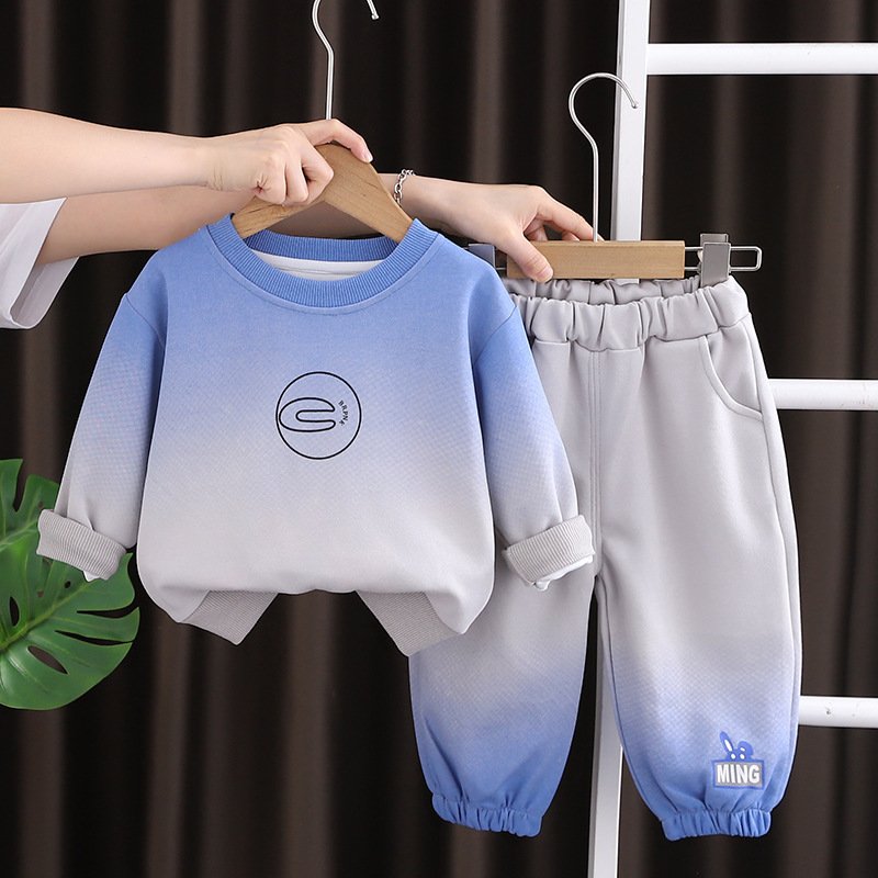Babies clothes set for autumn Casual Kids Clothing Set Solid Pattern Style Children's long-sleeved hoodie set Outfit for boys