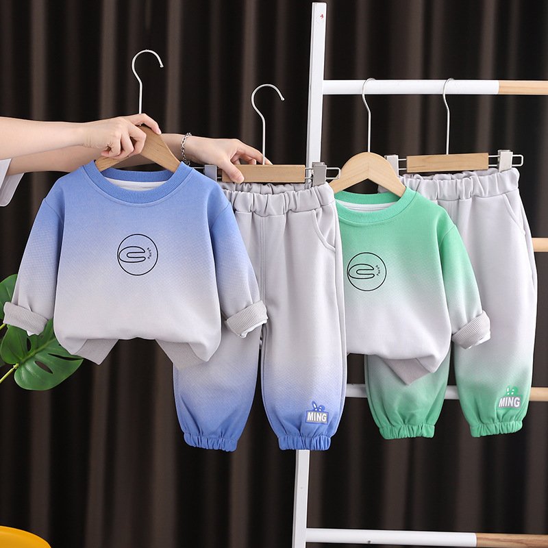 Babies clothes set for autumn Casual Kids Clothing Set Solid Pattern Style Children's long-sleeved hoodie set Outfit for boys
