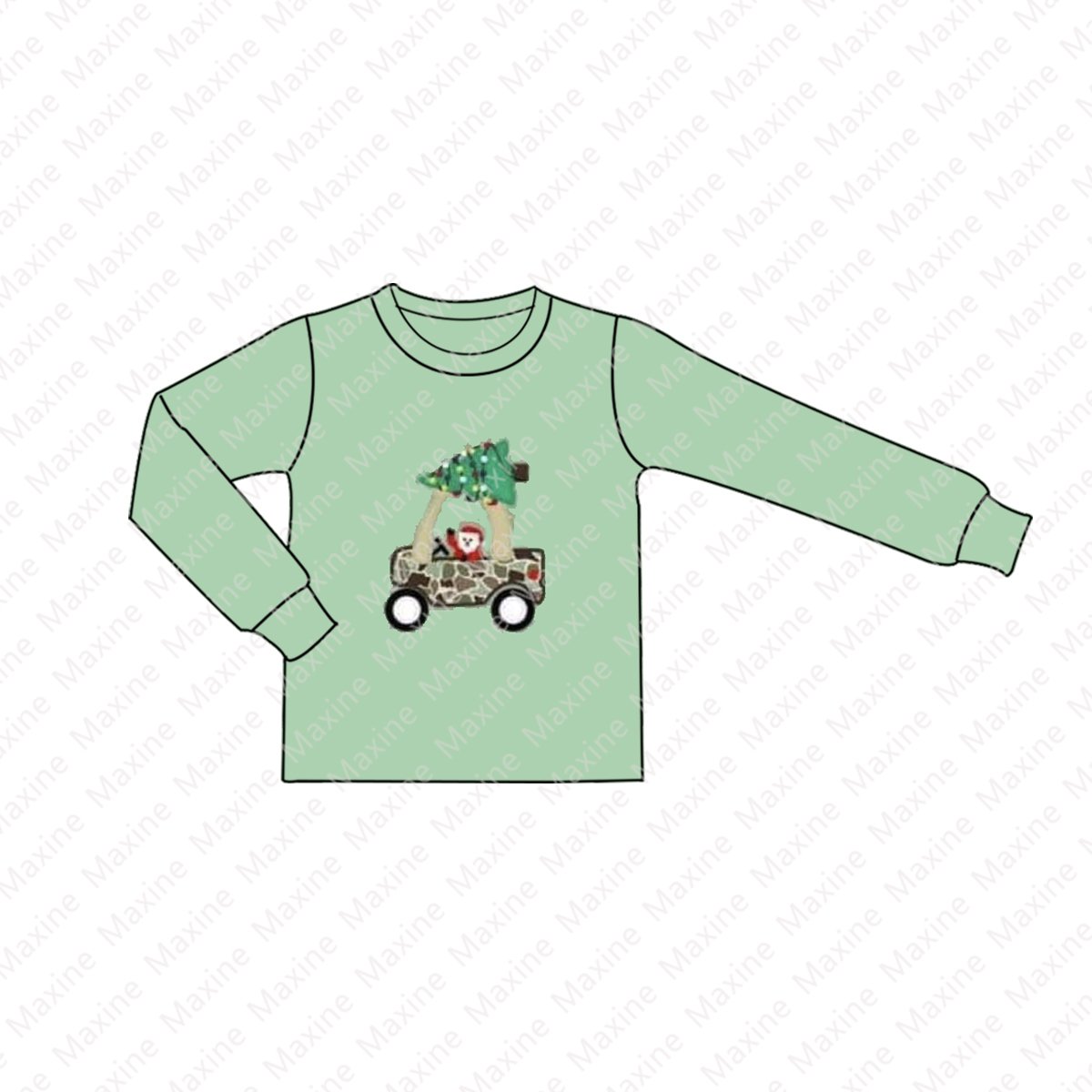 Camouflage Christmas design applique boy sets long sleeve kids Christmas outfits cotton boys clothing sets