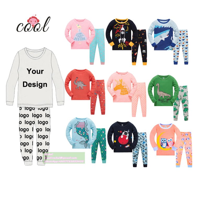 Custom printing pjs kids sleepwear boys and girls children's pajamas clothing sets custom child cotton kids pyjamas for children