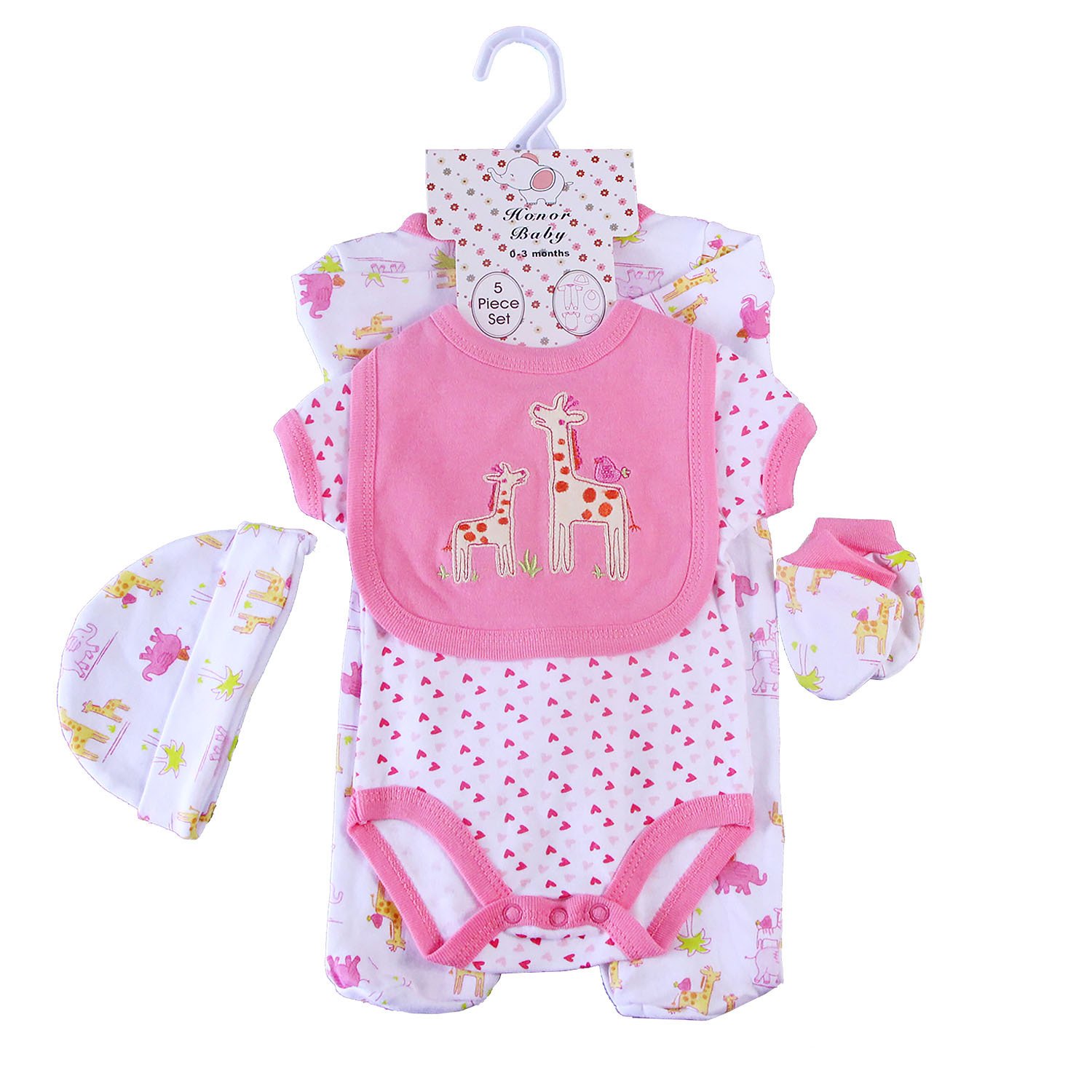 Hot Selling 100% Cotton Cartoon Printing Baby Boys 5 Piece Layette Set