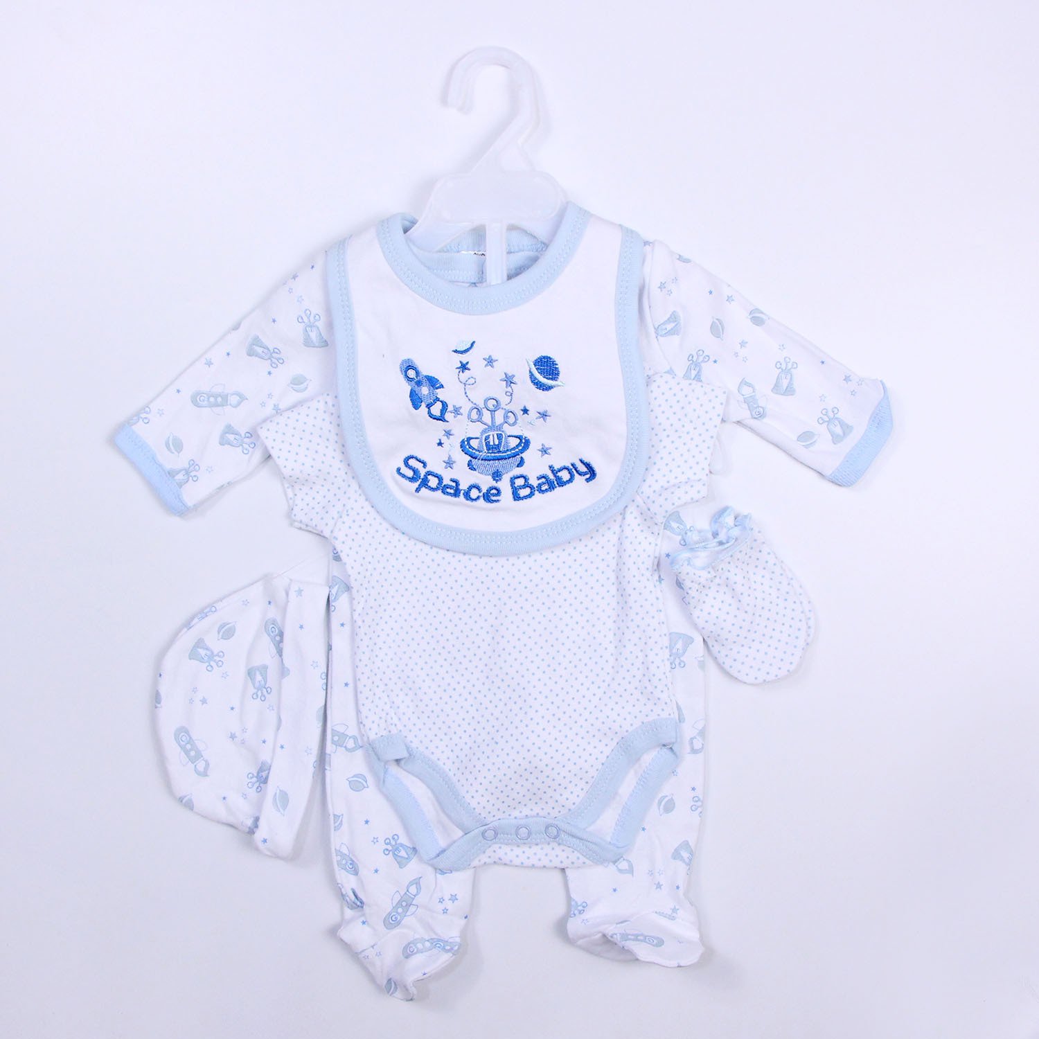Hot Selling 100% Cotton Cartoon Printing Baby Boys 5 Piece Layette Set