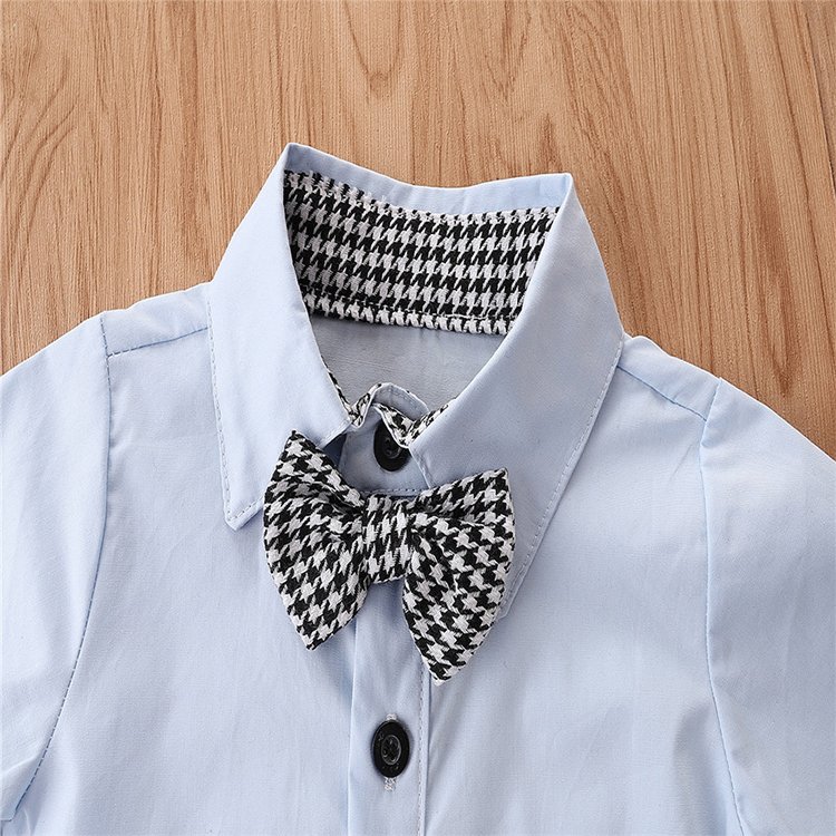 Hot Selling 3 Years Boutique Kids Boys Clothing Set Short Sleeve Shirt And Overalls Formal Outfits Children Clothes Set