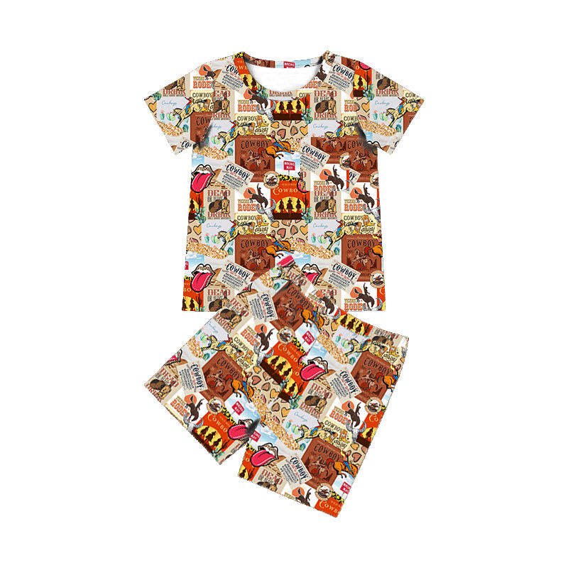 New fashion comfortable low cost polyester and cotton custom pattern printed kids boys clothing sets