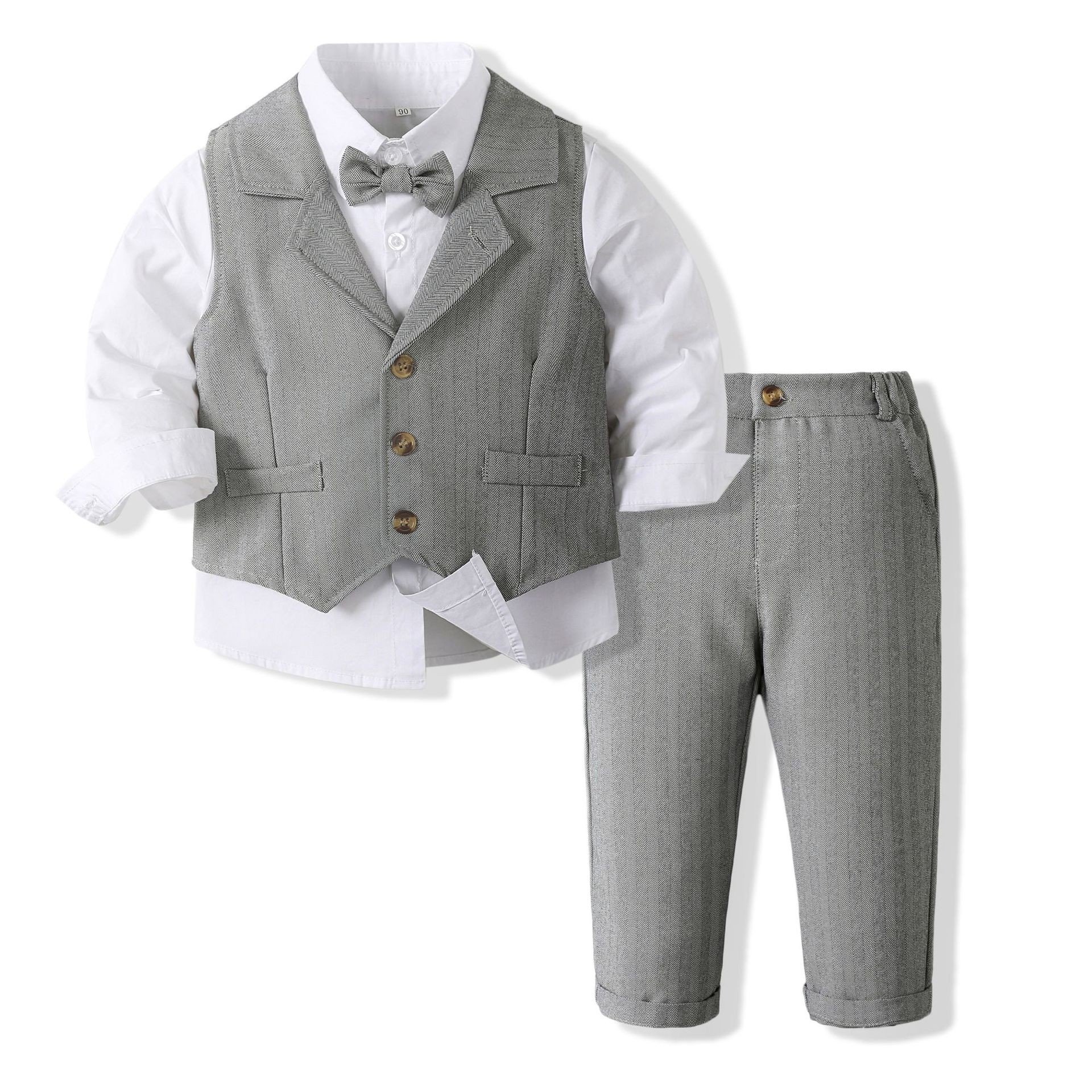 Autumn Children's Clothing Long Sleeve Shirt Suit Vest Pants Suit Boys