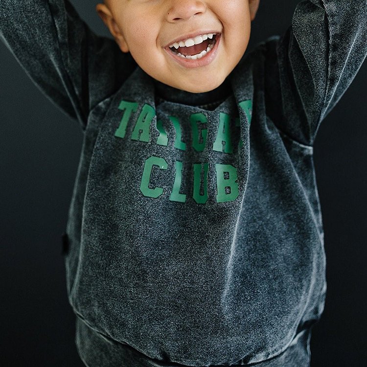 Custom logo acid wash children clothes kids hoodies and sweatshirts boys clothing set