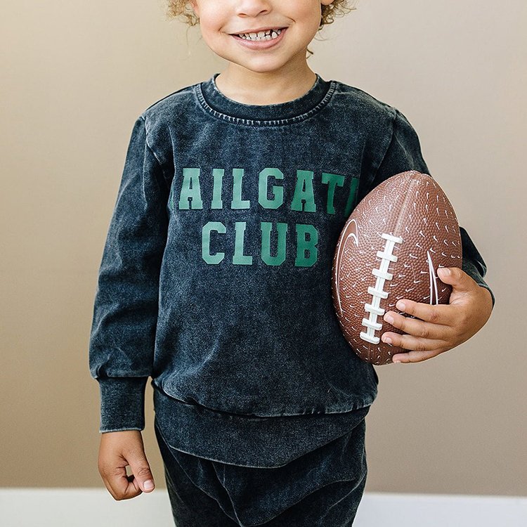 Custom logo acid wash children clothes kids hoodies and sweatshirts boys clothing set