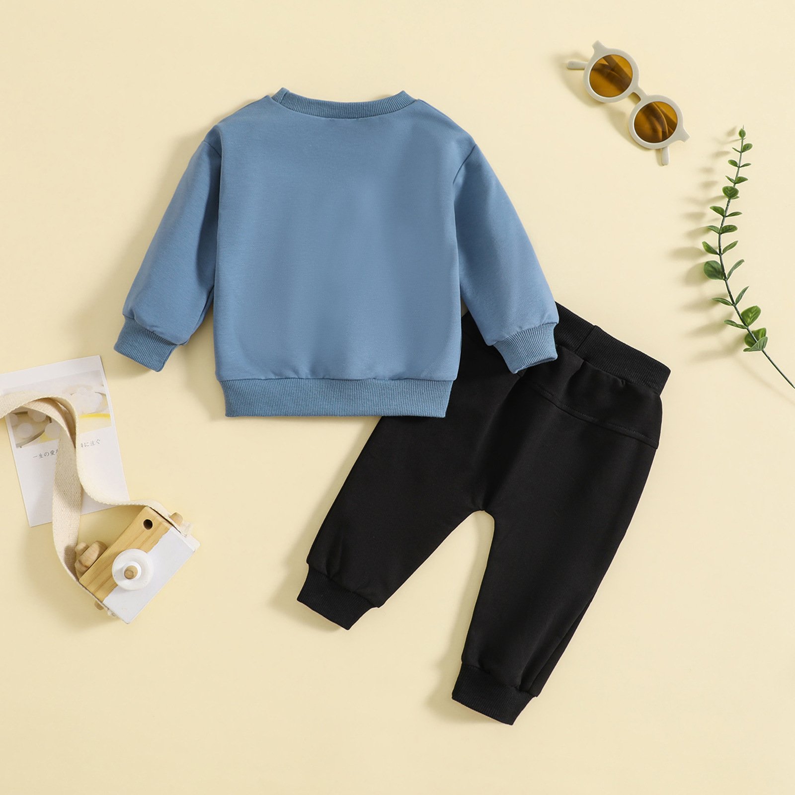 Qingli ODM fall custom boys outfit polyester/cotton/spandex outfit pants toddler baby clothes pajamas set