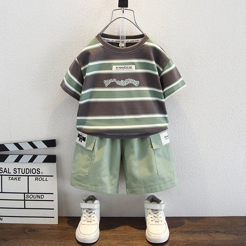 Fashion Kids clothing Boys' Summer Suit Boys' Cotton Casual Short Sleeve T-shirt + Shorts Set Baby's Clothes sets