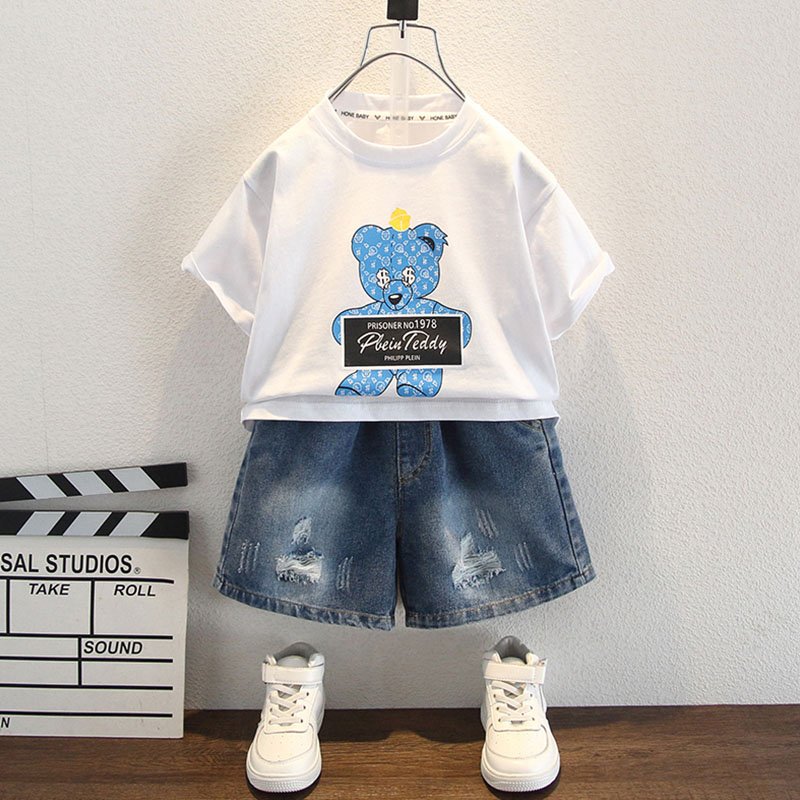Fashion Kids clothing Boys' Summer Suit Boys' Cotton Casual Short Sleeve T-shirt + Shorts Set Baby's Clothes sets