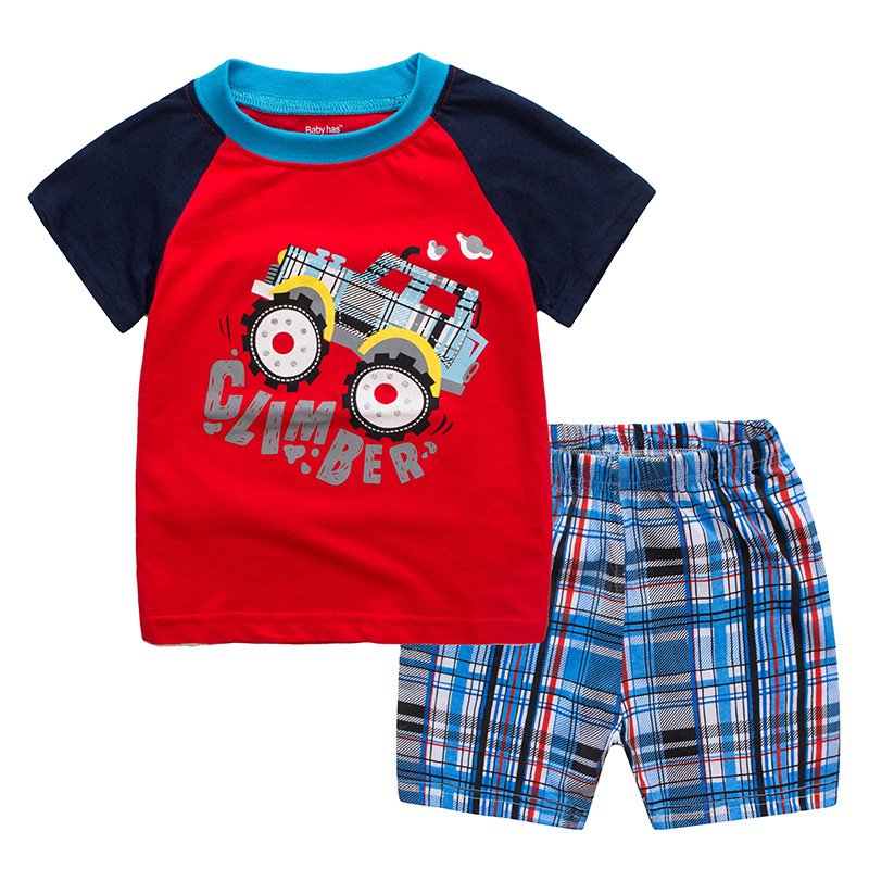 Summer casual kids wear boys tshirt shorts set trendy 2020 kids boutique clothing