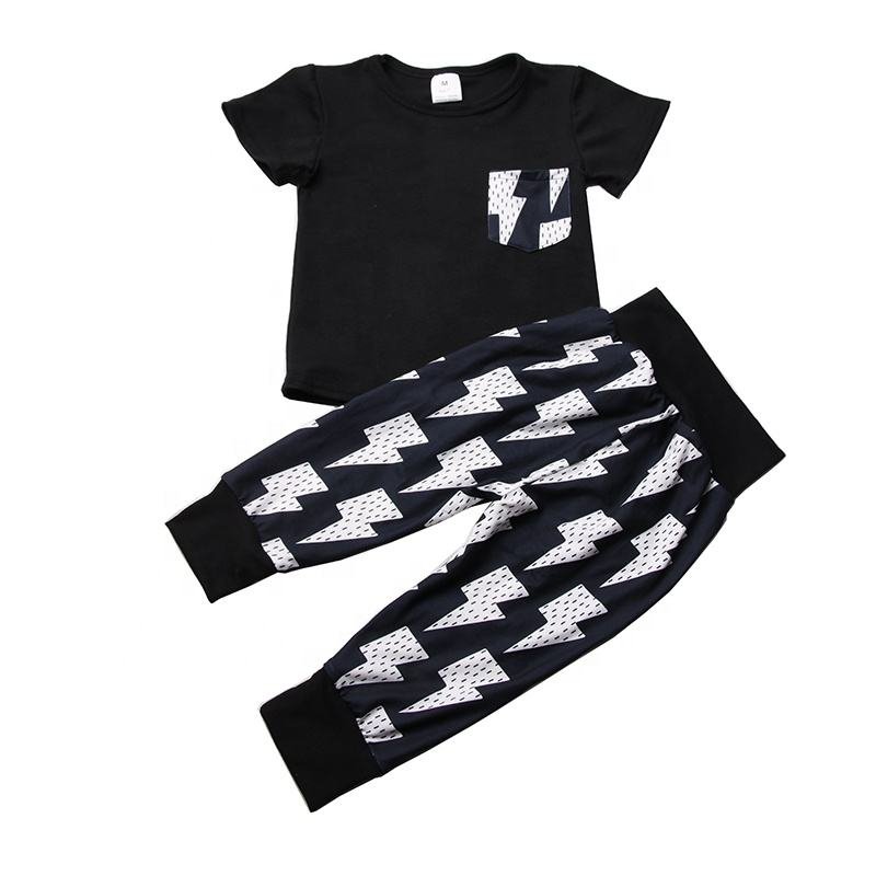 JF 2024 New Arrive Summer Boutique Kids Original Cotton Print Boys Clothing Sets Shortsleeve Suits