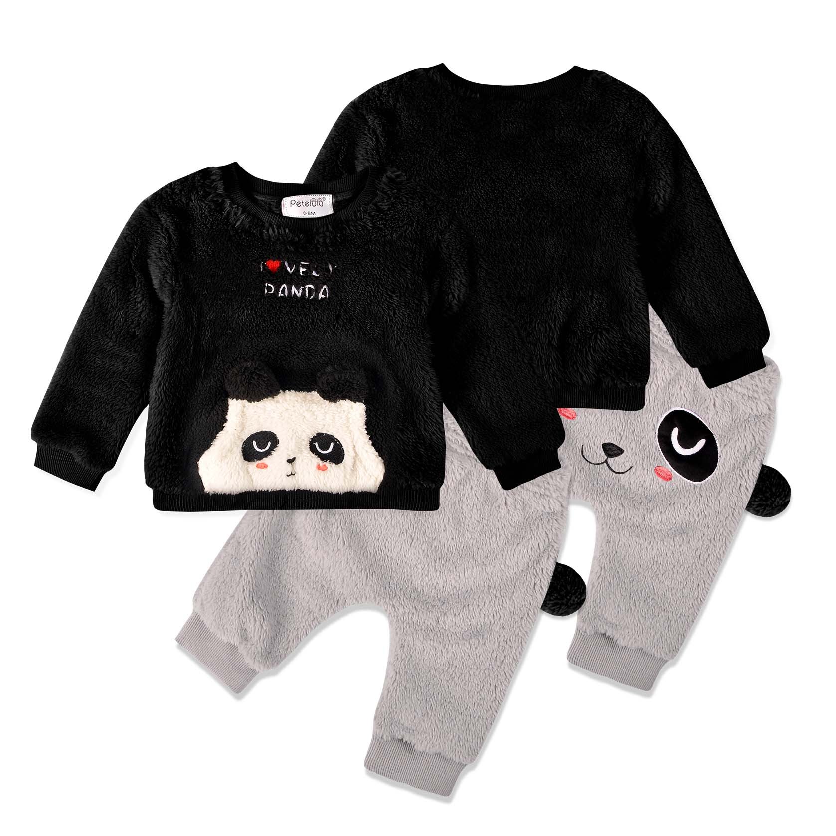 For Winter Season Kids Clothes Wear Wholesale Coral Fleece Warm Baby Toddler Boys Clothing Set
