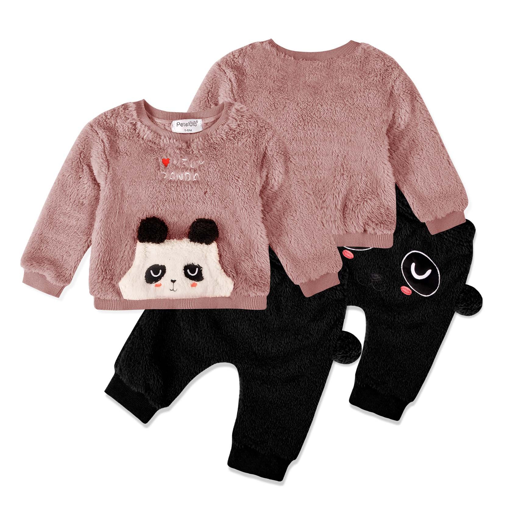 For Winter Season Kids Clothes Wear Wholesale Coral Fleece Warm Baby Toddler Boys Clothing Set