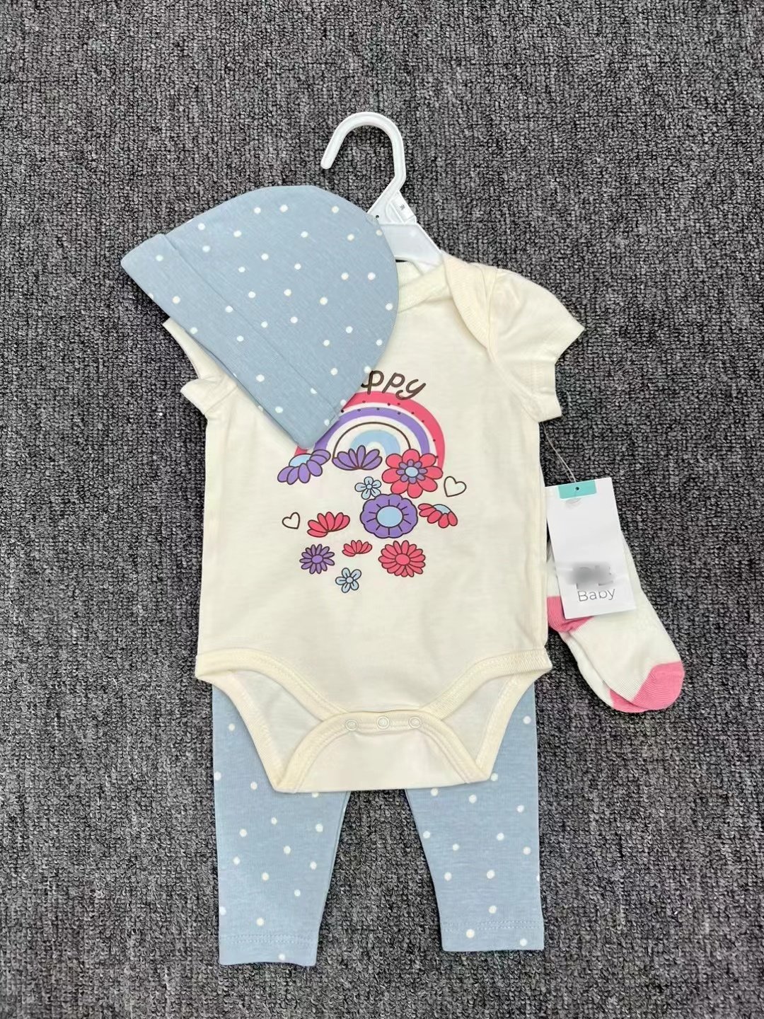 New Arrival Newborn Hat Sleeveless Socks And Pants 4 Piece Sets Newborn Cute Cartoon Sets Baby Cotton Soft Sets