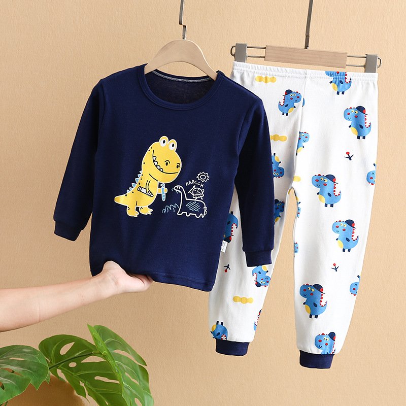Wholesale Stock Kids Clothings Boys Sleepwear Sets Cotton Casual Design Long Sleeve Suit For Boys And Girls
