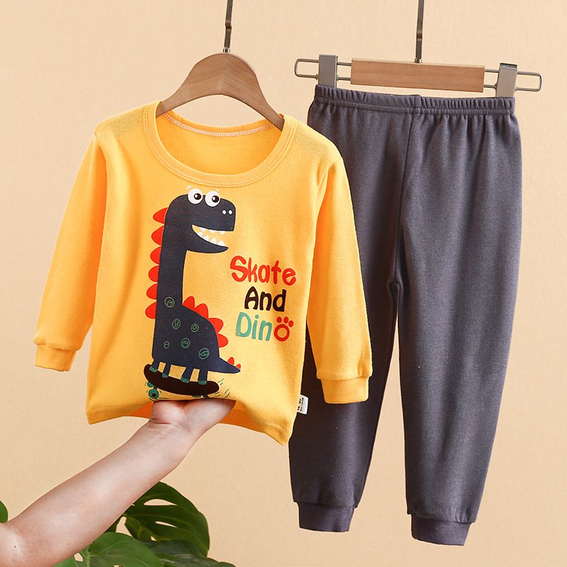 Wholesale Stock Kids Clothings Boys Sleepwear Sets Cotton Casual Design Long Sleeve Suit For Boys And Girls