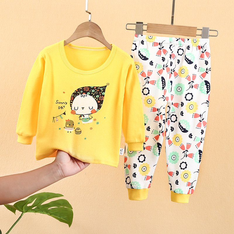Wholesale Stock Kids Clothings Boys Sleepwear Sets Cotton Casual Design Long Sleeve Suit For Boys And Girls