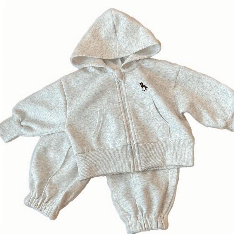 RTS Hot Sale Children Design Toddler Boys girl Cotton Knit Hoodie and Pants Kids Christmas Outfit 2 Piece Baby Clothing Sets