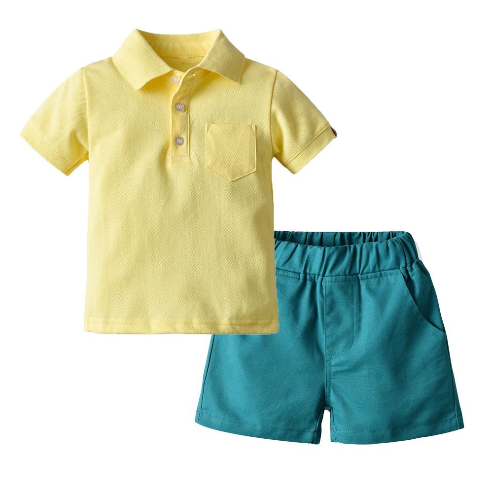 Customized Logo Summer Polo Kids Clothing Set Lapel Casual Boys Polo Shirts Shorts Clothing Set