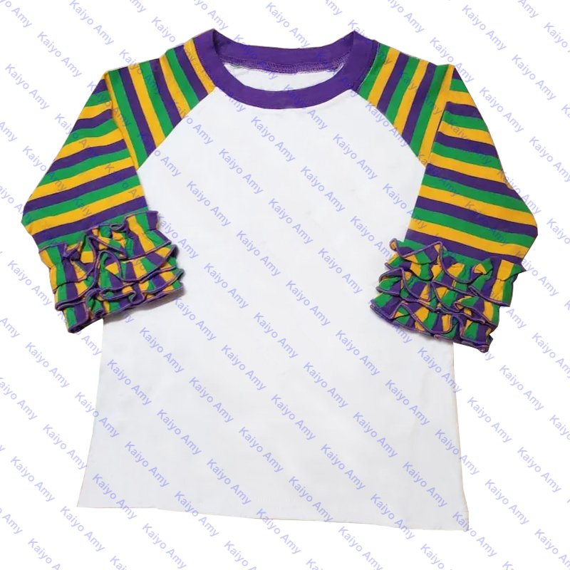 Mardi Gras outfits children raglan long sleeve matching two piece pants set cotton stripe kids boys clothing sets 3-4 years