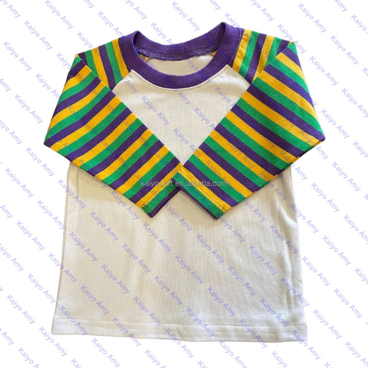 Mardi Gras outfits children raglan long sleeve matching two piece pants set cotton stripe kids boys clothing sets 3-4 years