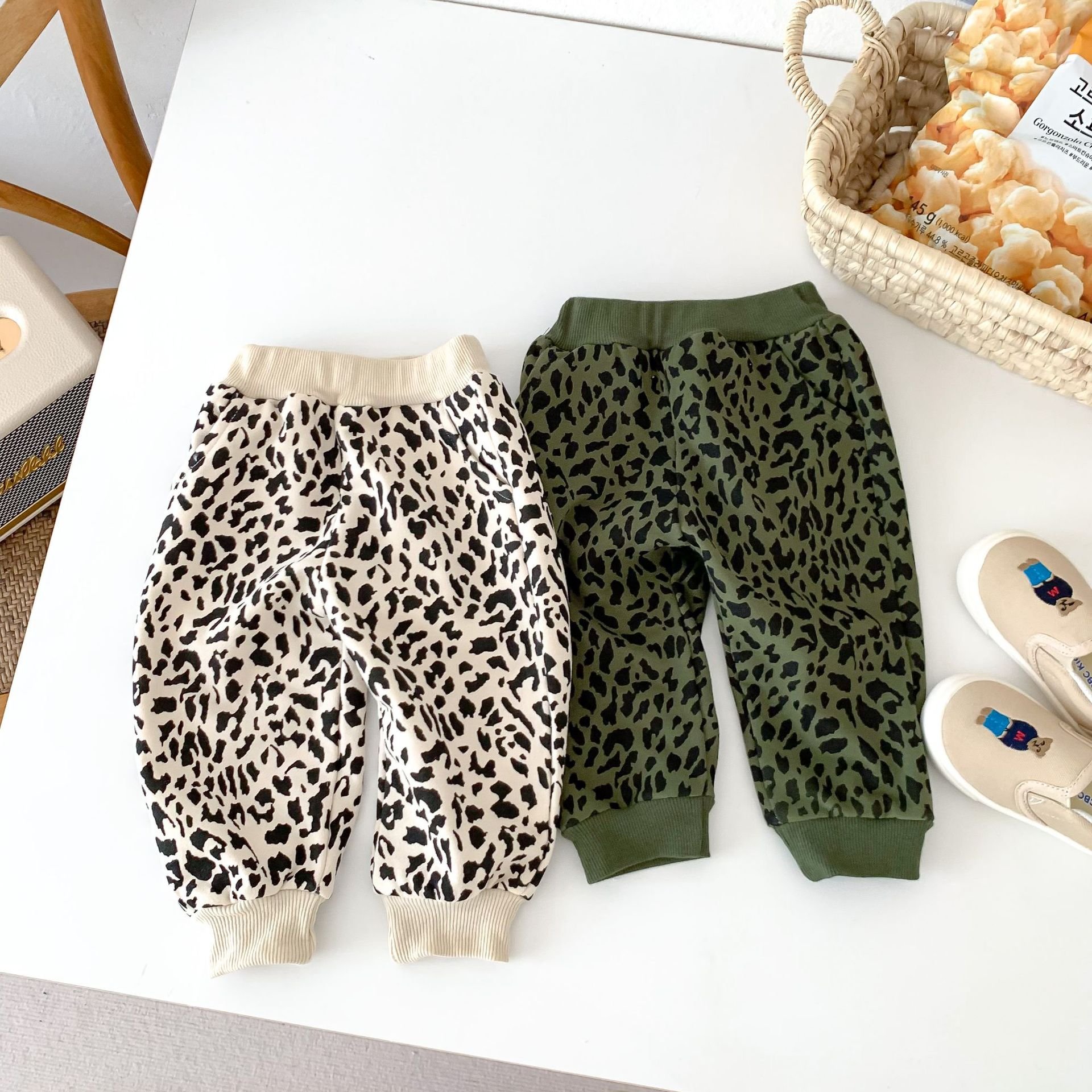 Autumn Newborn Infant Toddler Boys Girls Clothes Long Sleeve Cotton Leopard Top Pants Baby Clothing Set