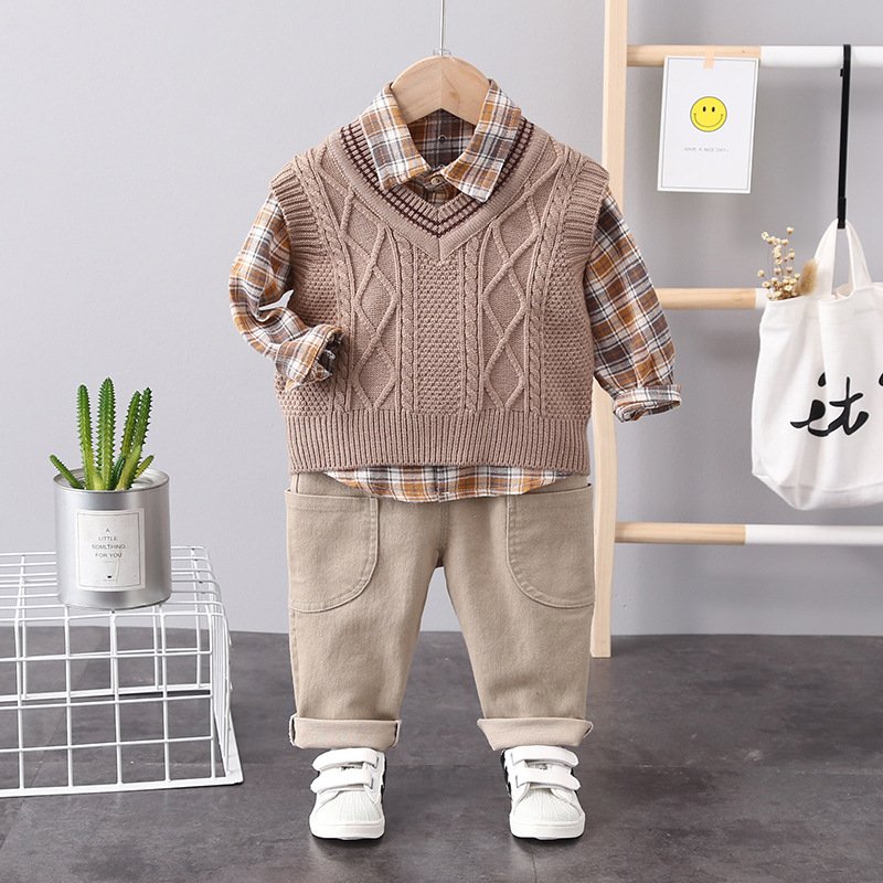 1 2 3 4 5 Year Old infant Clothes Children Formal Wear 3 Piece Kids Dresses for Boys Winter Baby Suit Toddler Boys Clothing Sets
