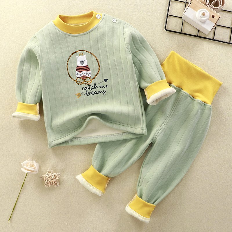 Direct Factory Sales Thermal Velvet Children's Plus Underwear Set Boys Clothing