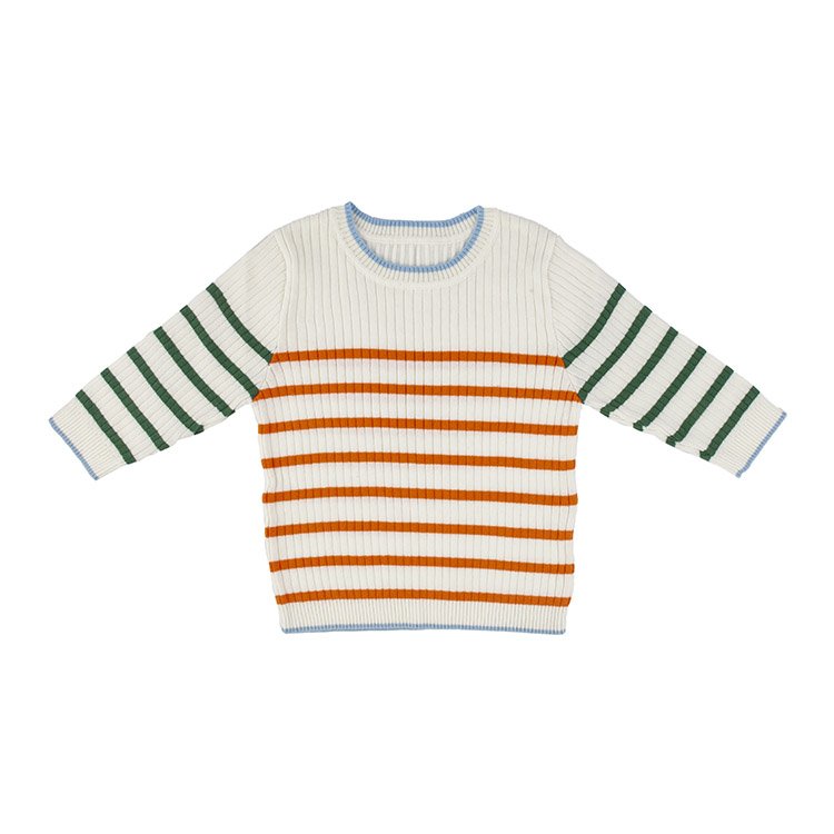 Custom knitted Baby Girl Boy Clothes Set stripe sweater thick Ribbed Cotton Baby Clothing Sets