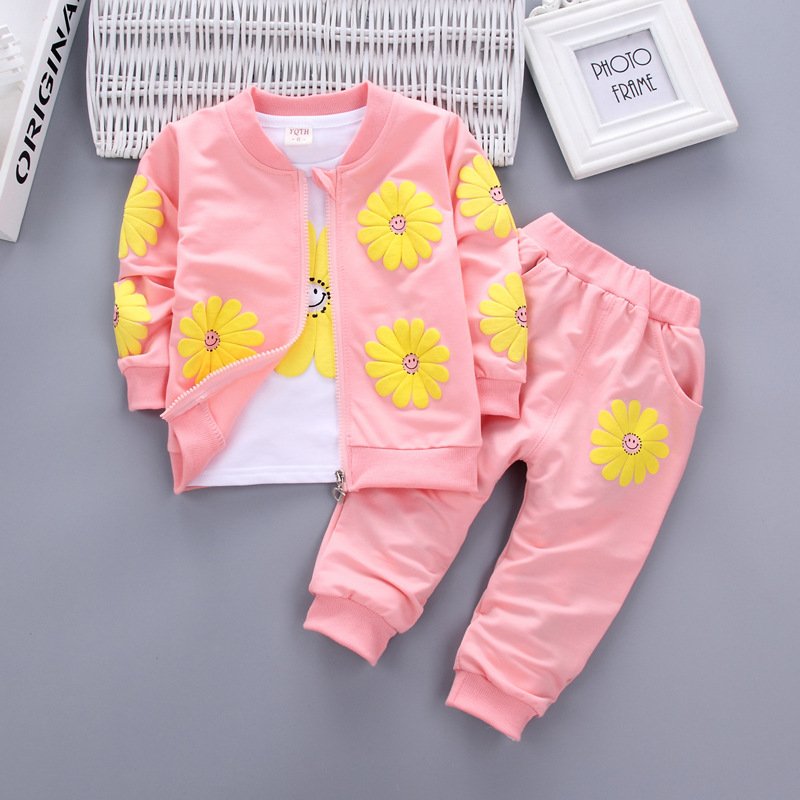Girls' Set Baby New Coat+Bottom Shirt+Pants Set