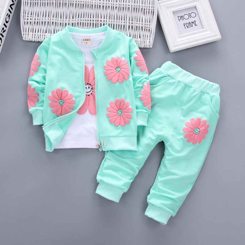 Girls' Set Baby New Coat+Bottom Shirt+Pants Set