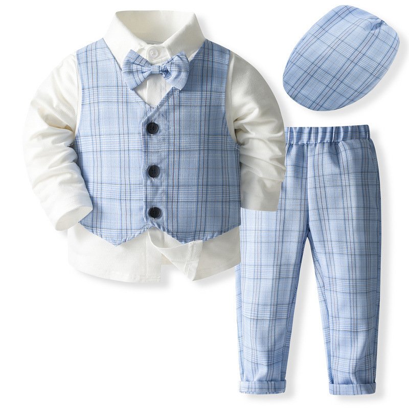 1 to 6 Years Formal Outfits Boy Party Clothes Little Kids Boy Solid Vest Suit Toddler Boy Clothing Sets Children's Party Clothes