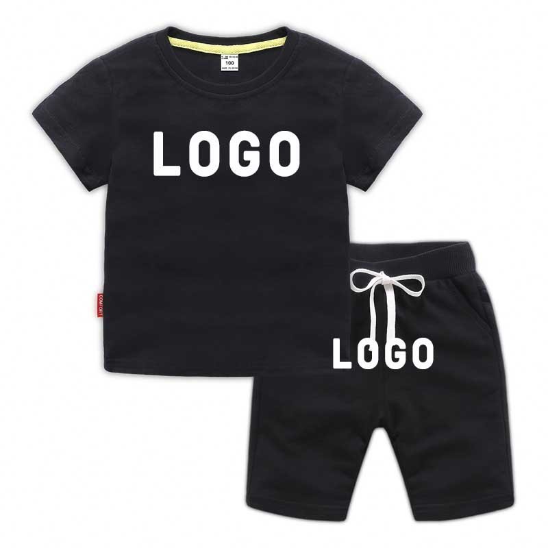 Custom Logo Summer Children Clothing Sets Boys Streetwear Kids Clothes Two Piece Shorts Set Printing T Shirt And Short Set