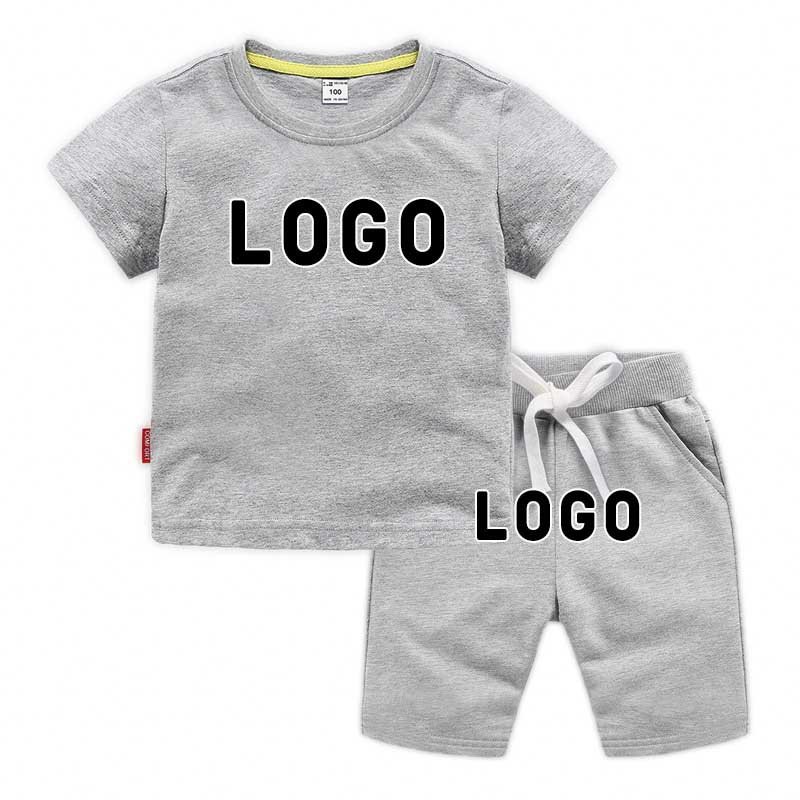 Custom Logo Summer Children Clothing Sets Boys Streetwear Kids Clothes Two Piece Shorts Set Printing T Shirt And Short Set