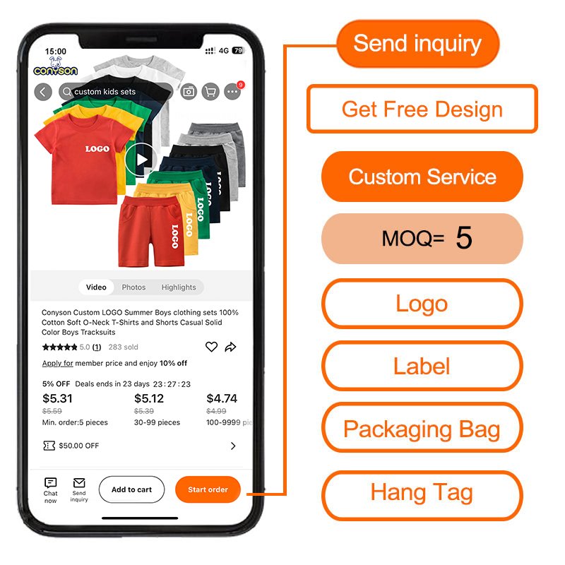 Custom Logo Summer Children Clothing Sets Boys Streetwear Kids Clothes Two Piece Shorts Set Printing T Shirt And Short Set