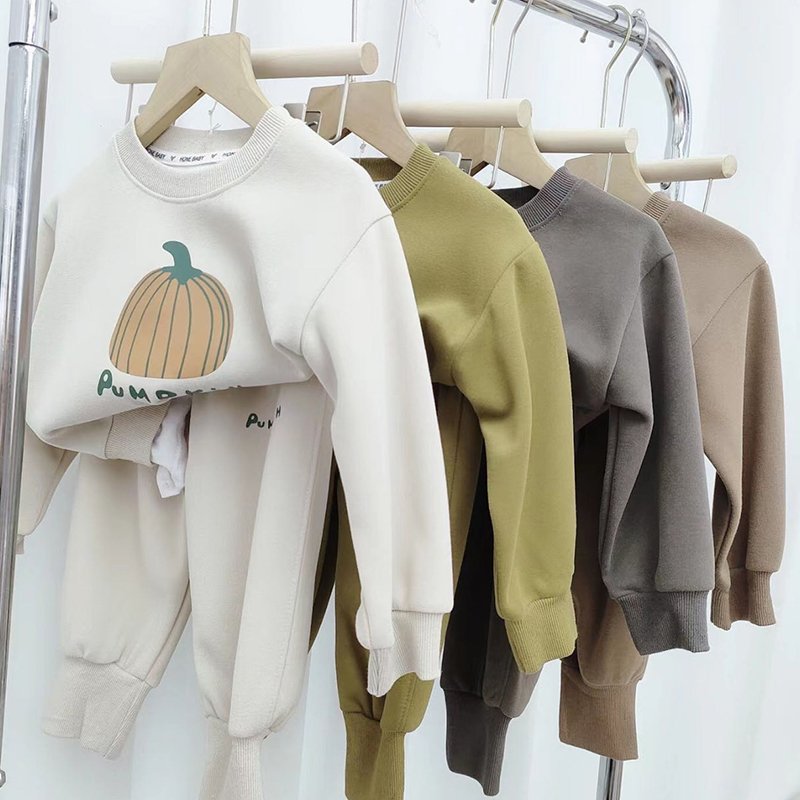 Kids clothing fleece cotton 2Pcs set Sports jogger outfit hoodie sweatshirt sweaterpant suit boy children clothing tracksuit